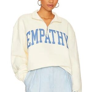 Mayfair Group Empathy Cream and Blue Quarter Zip Women's Sweater